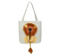 Canvas Pet Carrier Tote Lion Shape Head Out Opening for Small Dogs Cats | Cotton Shoulder Handbag for Rabbits Widened Strap Breathable Ventilated Interior Clip