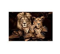Canvas Picture Lion Family Wild Animals Wall Art Artwork Painting Prints Poster Office Living Room Home Decor 27.5"x39.4"(70x100cm) Frameless