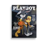 Canvas Picture Playboy Bugs Bunny Lola Bunny Comic Cartoon Sexy Black Size 80 x 60 cm Colour Without Frame