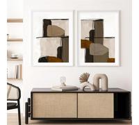 Canvas Pictures,2 Pieces-Abstract Earthy Neutral Tones Brush Mid Century Modern Posters Wall Art Canvas Painting Print Pictures Living Room Kitchen Office Gallery Decor-50*60cm/(20*24inch) Unframed