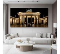 Canvas Pictures Buildings Night Scene Landmarks Canvas Poster Wall Art Modern Home Decor Print Painting Geometric 46L x 31W cm No Frame Prints for Living Room Gold Black
