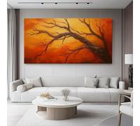 Canvas Pictures Dead Tree Sunset Oil Painting Canvas Poster Wall Art Modern Home Decor Print Painting Geometric 100L x 50W cm No Frame Prints for Living Room Red Brown
