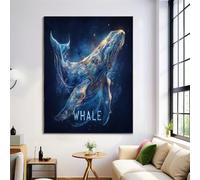 Canvas Pictures Whirlpool Whale Art Prints Wall Art Deep Blue Frameless Canvas Painting Poster Fantasy Animals Photo Print Picture Living Room Bedroom Decorations (40X50Cm)