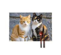 Canvas Placemats Set of 4, Heat Resistant Non-Slip Table Mats, 12 X 18 Inch, Washable Wipeable Cats Sitting Together Placemats for Dining Table Kitchen Decor Party Holiday Wedding