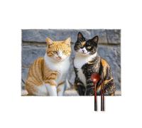 Canvas Placemats Set of 6, Heat Resistant Non-Slip Table Mats, 12 X 18 Inch, Washable Wipeable Cats Sitting Together Placemats for Dining Table Kitchen Decor Party Holiday Wedding