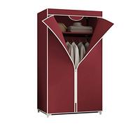 Canvas Portable Wardrobe with Hanging Rail and Fabric Cover Shelves Clothes Closet Storage Organizer Red 150x55x45