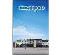 Canvas Poster England Hertford Civil Parish Vintage Travel Poster Retro Wall Art Art Print Room Decor Home Decor Unframed 50x75cm