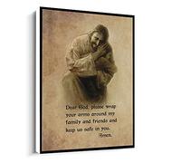 Canvas Poster Jesus Dear God Please Wrap Your Arms Around My Family And Friends Print Canvas Wall Art For Living Room Bedroom Office Home Decoration Artwork 121X6Inch Unframed