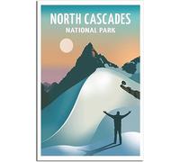 Canvas Poster North Cascades National Park Vintage Travel Poster Retro Wall Art Art Print Room Decor Home Decor Unframed 30x45cm