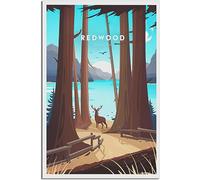 Canvas Poster Redwood National Park California Vintage Travel Poster Retro Wall Art Art Print Room Decor Home Decor Unframed 40x60cm