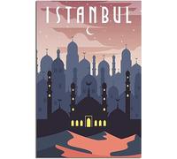 Canvas Poster Turkey Nightscape Vintage Travel Poster Retro Wall Art Art Print Room Decor Home Decor Unframed 60x90cm