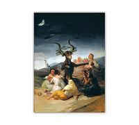 Canvas Poster Witches Sabbath by Francisco Goya Wall Art Famous Oil Painting Dark Landscape Posters Artwork Picture Home Decor for Kitchen Bedroom Living Room (Unframe,Only Canvas, 8"x10"(20x25cm))