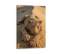 Canvas Posters Wall Art for Bedroom And Living Room Decor - Animal Realistic Sand Dune Resting Sand Tiger Close-up 20x30inch(50x75cm) Frame-style