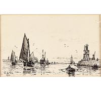 canvas posters wall art no frame pictures 58x90cm the Groyne. South Shields by Famous Painter