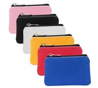 Canvas Pouch 6 Pack Basic Coin Purse Bulk Multi-Color Mini Bags for Cash Makeup Office Supplies & Craft Organization 5.1×3.3in