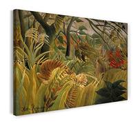 Canvas Print (100x70cm): Henri Rousseau - Tiger surprised by the tropical storm