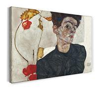 Canvas Print (120x80cm): Egon Schiele - Self-Portrait with Physalis
