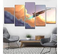Canvas Print 5 Canvas, Modular Wall Art, Panel Art, Home Decor, Modern Poster, Mass Effect Normandy Sr-2, Framed,L