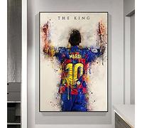 Canvas Print Abstract Football Star King Messi Watercolor Poster Prints Canvas Painting Wall Art Pictures Office Bedroom Home Decoration Frameless (Color : No Frame, Size : 60x90cm (24X36in) 1pcs)