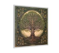 Canvas Print, Framed Tree of Life Mandala, Celtic Wall Art 36x36inch 90x90cm (Square) / White / 1.25inch 3.175cm