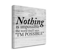 Canvas Print Nothing Is Impossible The Word Itself Says I'm Possible Canvas Wall Art Prints on Canvas Ready To Hang Positive Sayings Wall Prints Decoration For Living Room Bathroom Bedroom 8x8 IN