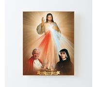 Canvas Print Only Divine Mercy, St. Faustina, Pope John Paul II Poster Wall Art Room Decor 16x20 inch No Frame