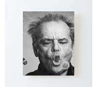 Canvas Print Only Jack Nicholson, Cigar, Smoke Rings, black and white photograph. Poster Wall Art Room Decor 16x20 inch No Frame