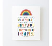 Canvas Print Only People Will Never Forget How You Made Them Feel Maya Angelou Inspirational Quote Poster Wall Art Room Decor 16x20 inch No Frame