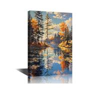 Canvas Print Ontario River Wall Pictures for Home Decor Colorful Landscape Paintings Artwork Trees Leaves Foliage Nature Scene Pictures Photo Prints on Canvas Framed Ready to Hang(12" Wx18 H)