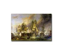 Canvas Print PosterThe Battle of Trafalgar War Naval Sea Battle Clarkson Stanfield Nautical Wall Art Poster Vintage Reprint Home Decor Kitchen Home Dining Bar Decoration 20x30inch-without Frame