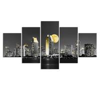 Canvas Print San Diego Skyline Wall Art California Night Wall Decor Black and White Cityscape Poster City Skyscraper Painting Modern Urban Picture Frame for Home Decor Ready to Hang (60''Wx32''H)