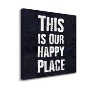 Canvas Print This Is Our Happy Place Canvas Wall Art Prints on Canvas Ready To Hang Positive Sayings Wall Prints Decoration For Living Room Bathroom Bedroom 16x16 IN