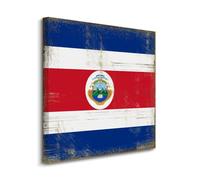 Canvas Print Vintage Costa Rica National Flag Canvas Wall Art Prints on Canvas Ready To Hang Costa Rica Wall Prints Decoration For Living Room Bathroom Bedroom 20x20 IN