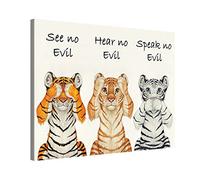 Canvas Print Wall Art - See No Evil, Hear No Evil, Speak No Evil- 100x75cm Canvas Picture Stretched On A Wooden Frame - Giclee Canvas Printing - Hanging Wall Deco Picture