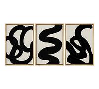 Canvas Print Wall Art Set Duotone Dark Brush Stroke Abstract Poster Modern Art Boho Decorative Living Room Bedroom Office Frameless-50×70cm×3pcs
