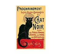 Canvas Print Wall Art - Tour of Rodolphe Salis' Chat Noir Classic Vintage Black Cat Post Canvas Poster Bedroom Decor Sports Landscape Office Room Decor Gift Unframe-style 12x18inch(30x45cm)