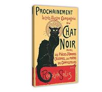 Canvas Print Wall Art - Tour of Rodolphe Salis' Chat Noir Classic Vintage Black Cat Post Canvas Poster Bedroom Decor Sports Landscape Office Room Decor Gift Frame-style 16x24inch(40x60cm)