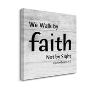 Canvas Print We Walk by Faith Not by Sight Corinthians 5 7-3 Canvas Wall Art Prints on Canvas Ready To Hang Positive Sayings Wall Prints Decoration For Living Room Bathroom Bedroom 12x12 IN