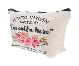 Canvas Printed Zip Makeup Bag Portable Cosmetic Pouch for Women