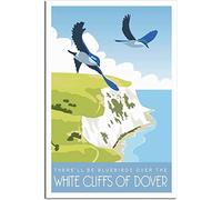 Canvas printing White Cliffs of Dover Bluebirds Travel Poster Wall Posters Home Decoration Art Mural Room Decor Unframed 60x90cm