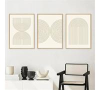 Canvas Prints-3 Pieces-Abstract Beige Geometric Lines Wall Art Canvas Painting Simple Poster Modern Print Pictures Boho Wall Posters Living Room Bedroom Decor-50 * 60cm (Unframed)