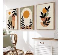 Canvas Prints-3 Pieces-Abstract Nordic Wall Art Boho Geometric Lines Sun Greenery Simple Canvas Posters and Prints Home Kitchen Office Bedroom Decor-30 * 50cm (No Frame)