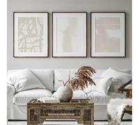 Canvas Prints-3 Pieces-Beige Line Abstract Art Print Neutral Brush Stroke Art Poster Modern Simple Gallery Wall Art Canvas Painting Living Room Home Decoration-40 * 60cm (Unframed)