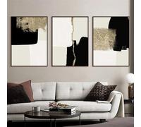 Canvas Prints-3 Pieces-Modern Abstract Beige Black Gold Simple Poster Wall Art Painting Printmaking Wall Painting Living Room Office Bedroom Decoration-50 * 60cm (Unframed)