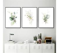 Canvas Prints-3 Pieces-Modern Abstract Leaves Gold Watercolor Posters Wall Art Canvas Painting Prints Picture Boho for Living Kitchen Room Home Decoration-30 * 50cm (No Frame)