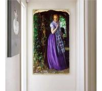 Canvas Prints Arthur Hughes " April Love " Canvas Oil Painting Artwork Backdrop Picture Poster Home Living Room Decoration(55X110cm)