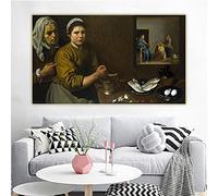 Canvas Prints Diego Velazquez《Christ in the House of Martha and Mary》Oil Painting Poster Picture Wall Decor Home Decoration 35x65cm Frameless