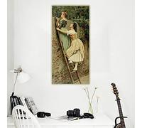Canvas Prints Eugene de Blaas《Curiosity,1892》Canvas Oil Painting Artwork Poster Picture Wall Home Living Room Decoration 55X110cm Frameless