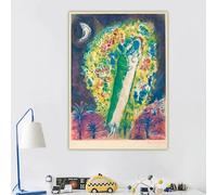 Canvas Prints Marc Chagall《Couple in the mimosas》Canvas Oil Painting Famous Artwork Poster Picture Wall Home Decoration(60x80cm)