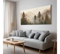 Canvas Prints Misty Forest Animals Birds Poster Print, Large Size Wall Art Vintage Home Decor for Bedroom Home Office Decorations 120 x 80 cm Frameless